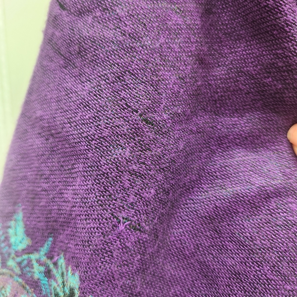 Soft Surroundings Embroidered Wool Open Front Blanket Style Boho Cardigan Size M - Picture 13 of 15